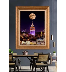 Altın Varaklı  Çerçeveli Paspartulu Tablo ndd755 (Gold)