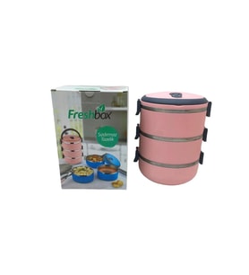AÇIK PEMBE 3LÜ SEFER TASI SAKLAMA KABI 1.8LT