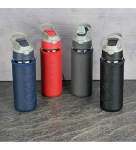 Cam Matara Deri Kılıflı - Pipetli  500 ml (Siyah)