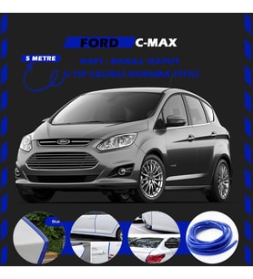 Ford C-MAX Oto Araç Kapı Koruma Fitili 5metre Parlak Mavi Renk