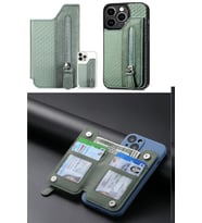 Periboia Telefon Cüzdanı Telefona Yapışan Kartlık Cüzdan Yeşil Fermuarlı Mıknatıslı 6 Gözlü (Karışık)
