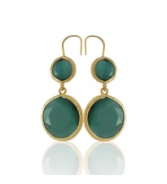 Kadir Jewellery 22 Ayar Altın Kaplama Kadın Taşlı Küpe -El İşçiliği Ve Hipoalerjenik Küpe (K.Yeşil)