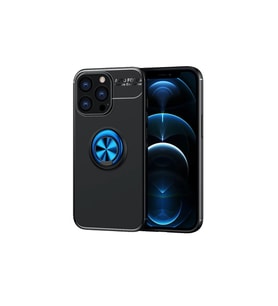 Pilelistore   iPhone 13 Pro Max Kılıf Range Yüzüklü Silikon - Siyah-Mavi