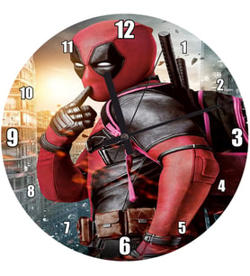 Cakatablo Deadpool ve Şehir Manzarası Duvar Saati