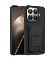Xiaomi 15T Pro Kılıf Kartlıklı Manyetik Standlı PU Deri Görünümlü Lüx Kapak (Siyah)