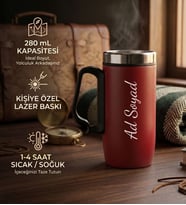 Kişiye Özel Hediyelik Ofis İçi Bardak Termos 280mL. - Ofis Çay Termosu Kırmızı