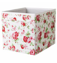 Kare Ev Düzeni Kutu Düzenleyici Kutu IKEA Düzenleme Saklama Kutusu Çiçek Desenli 33x38x33 cm (Beyaz)