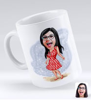 BK Gift Kişiye Özel Tatilci Kadın Karikatürlü Beyaz Kupa Bardak-4