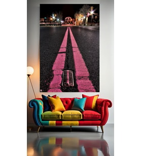 PEMBE ÇİZGİLİ YOL 1 :) Ev Duvar Salon Güzellik Salonu Ofis Dükkan Dekarasyon Kanvas Tablo (Çok Renkli)