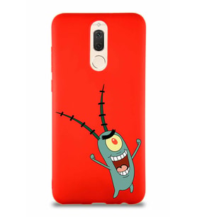 Huawei Mate 10 Lite Soft Premier Kapak Plankton Tasarımlı Silikon Kılıf - Kırmızı (Şeffaf)