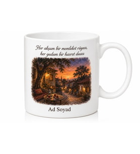 Memlekette Yaz Akşamı Baskılı Kupa Bardak Nostaljik Hediye