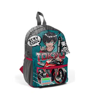 CORAL HIGH 23564 KIDS GRİ NEFTİ ANİME MOTORSİKLET DESENLİ İKİ BÖLMELİ MİNİK YUVA SIRT ÇANTASI