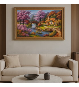 Mareluxe 3 Boyutlu Tropikal Doğa Manzara Temalı Kanvas Tablo, 110 x 70 cm Büyülü Giethoorn Manzarası (Çok Renkli-Naturel)
