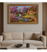 Mareluxe 3 Boyutlu Tropikal Doğa Manzara Temalı Kanvas Tablo, 110 x 70 cm Büyülü Giethoorn Manzarası (Çok Renkli-Naturel)