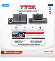TECHSMART 2 Kanal Araç Kamera Ön + İç 1080P Full HD WiFi GPS Gece Görüşlü