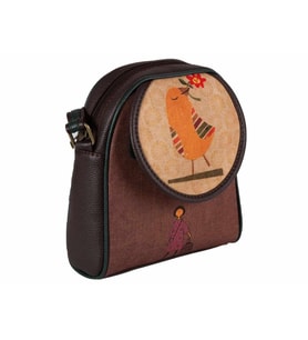 Kuş Figürlü Küçük Postacı Omuz Çantası Etnik Bohem Style - Kahverengi