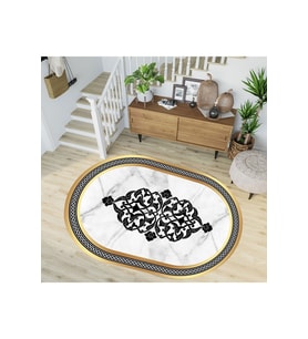 Eliana Home Baskılı, Yıkanabilir Kaymaz Taban Oval Halı TYC00515952872 100x150 cm (Beyaz)