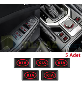 Kia Logo Direksiyon Jant Vites Torpido Damla Silikon Oto Sticker 5 Adet ( 17 x 11 mm Ölçü )