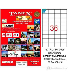 Tanex TW-2035 Beyaz Etiket 52.5 x 33 mm Ücretsiz Kargo