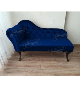 Dekoratif Bihter Koltuk Josefin Puf 110 cm SiyahAyak (Lacivert)