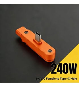Katlanabilir Standlı Type-C to Type-C Adaptör Taşınabilir Mini Dock Şarj ve Veri Dönüştürücü Anahtarlık Tasarım Turuncu