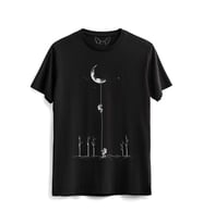 Space Resimli Dijital Baskılı Çocuk Siyah Tshirt