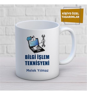 Kişiye Özel İsim Yazılabilir Bilgi İşlem Teknisyeni Kupa Bardak