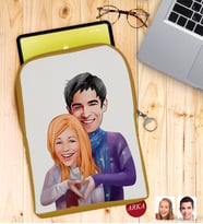 BK Gift Kişiye Özel Sevgililer Karikatürlü Taşınabilir Koruyucu Tablet Kılıfı & Organizer Çanta - Sarı-89