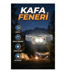 Şarjlı Wave Sensörlü LED Kafa Feneri – 45° Ayarlanabilir Işık