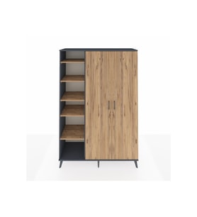 Hyperion Gardrop 7 Raflı 2 Kapaklı Tek Askılı 132x44x195 Antrasit-Çam