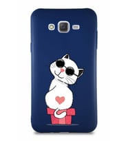 Samsung Galaxy J7 Core Soft Premier Kapak Coolcat Tasarımlı Silikon Kılıf - Lacivert (Şeffaf)