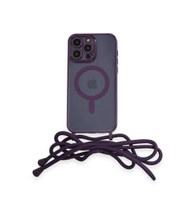 Durukar® iPhone 12 Pro Max Kılıf Divo Lazer Askılı Magsafe Kapak - Derin Mor