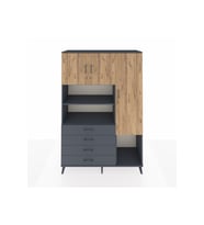 Hyperion Dolap 8 Raflı 4 Çekmeceli 3 Kapaklı 132x44x195 Antrasit-Çam/Antrasit
