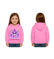 Unisex Baskılı Çocuk Swaetshirt Kapüşonlu 3 İplik Şardonlu Kuromi baskılı (Pembe)