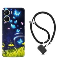Vivo Y16 Kılıf Resimli Boyun Askılı İpli Desenli Silikon Flowers Fox 1309