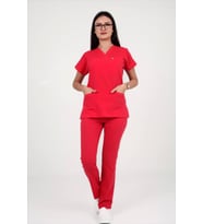 Deniz Iş Kadın Linda Yarasakol Nar Çiçeği Renk Scrubs Takım