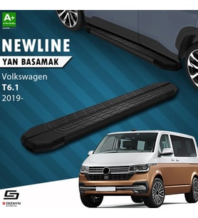 S-Dizayn VW Transporter T6.1 Kısa Şase NewLine Siyah Yan Basamak 213 Cm 2019-2025 A+ Kalite