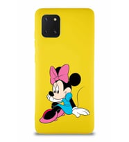 Samsung Galaxy A81 Soft Premier Kapak Minnie Mouse-E Tasarımlı Silikon Kılıf - Sarı (Şeffaf)