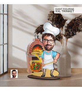 BK Gift Kişiye Özel Chef Karikatürlü Büyük Boy Ahşap Biblo-4 Arkadaşa Hediye , Sevgiliye Hediye, Kişiye Özel Biblolar