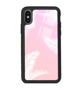 iPhone X - Xs Uyumlu Beyaz Palmiye Tasarımlı Glossy Telefon Kılıfı