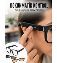 Yapay Zekâ Destekli Bluetooth Gözlük Telefon Görüşmesi Müzik Dinleme Manyetik Şarj ve Açık Kulak Teknolojisi