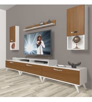 Decoraktiv Ekoflex 270DA Slm Retro Tv Ünitesi Tv Sehpası - Beyaz Ceviz (Beyaz - Ceviz)