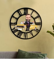 Kişiye Özel Araba Karikatür 3D Ahşap Mdf Duvar Saati 83