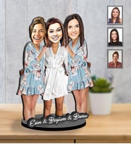 Kişiye Özel Bride To Be Bekarlığa Veda Karikatürlü İki Katmanlı Biblo Mod3-Eco