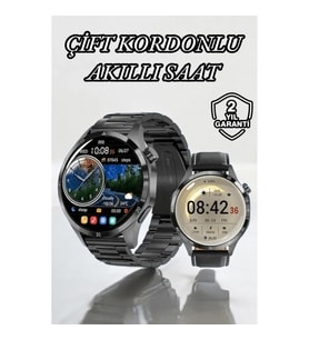 Mey İthalat® Çift Kordonlu Yüksek Çözünürlüklü Akıllı Saat Uyku İzleyici & Spor Modları
