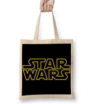Star Wars Logo Siyah Zemin Bez Çanta Uzun Saplı
