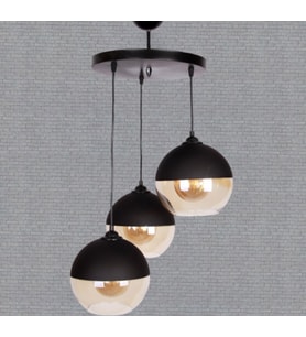 MYLİGHTS  RETRO  ÜÇLÜ SARKIT AVİZE  20CM CAMLAR  RUSTİK AVİZE (Siyah)