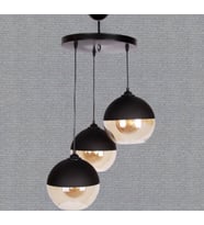 MYLİGHTS  RETRO  ÜÇLÜ SARKIT AVİZE  20CM CAMLAR  RUSTİK AVİZE (Siyah)