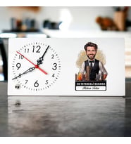 Kişiye Özel Hediye Karikatürlü En Yakışıklı Barmen Masa Saati