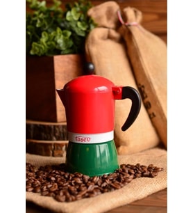 Bambum Taşev T1196 Adamo Moka Pot 3 Fincan Kırmızı&Yeşil (Alüminyum)